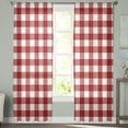 thumbnail image 2 of Farmhouse Buffalo Plaid Sheer Curtains 72 Inches Long 2 Panels Set, Window Sheer Curtains for Living Room/Bedroom, Red White Checkered Light Filtering Rod Pocket Curtain 52'' x 72'' x 2, 2 of 7