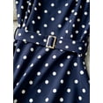 thumbnail image 4 of Blue Polka Dot Square Neck Sleeveless Belted Waist Fit & Flare Midi Dress, 4 of 5