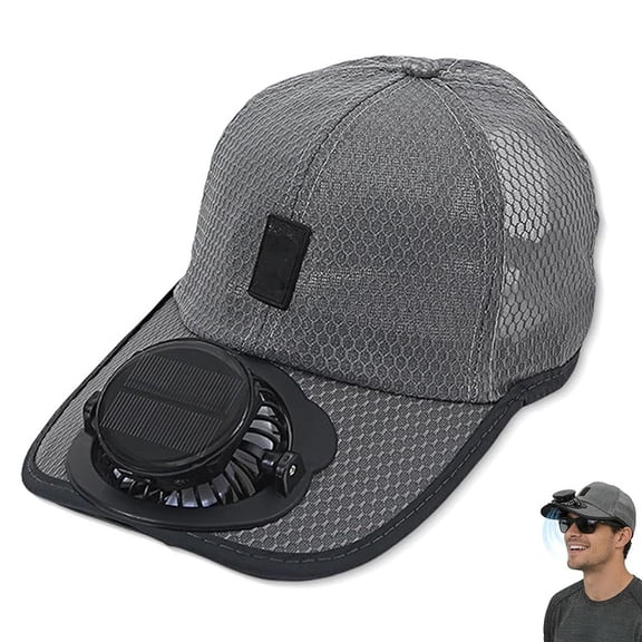 Solar Rechargeable Peak Cap, Solar Fan Hat, Sport Fan Hat, Breathable Cooling Cap Heat Resistant for Outdoor Men Women