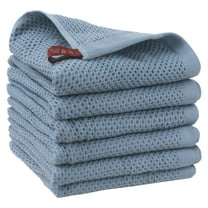 Unique Bargains Cotton Cleaning Cloth 6 Pack Cleaning Rag Solid Soft Kitchen Towels Blue 12" x 12"