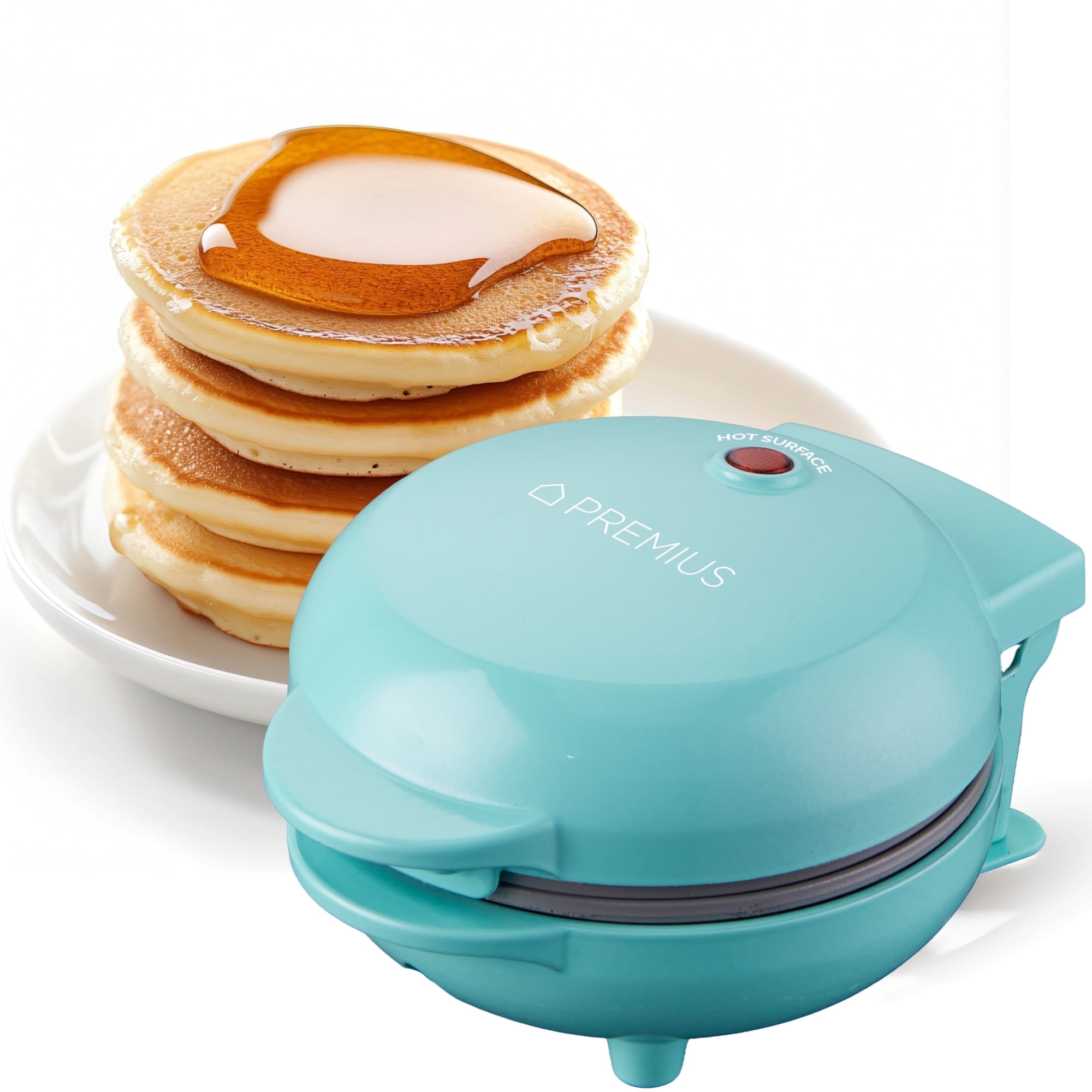 PREMIUS Ceramic Non-Stick Mini Snack Flat Griddle Maker, Turquoise, 4 Inch Mold