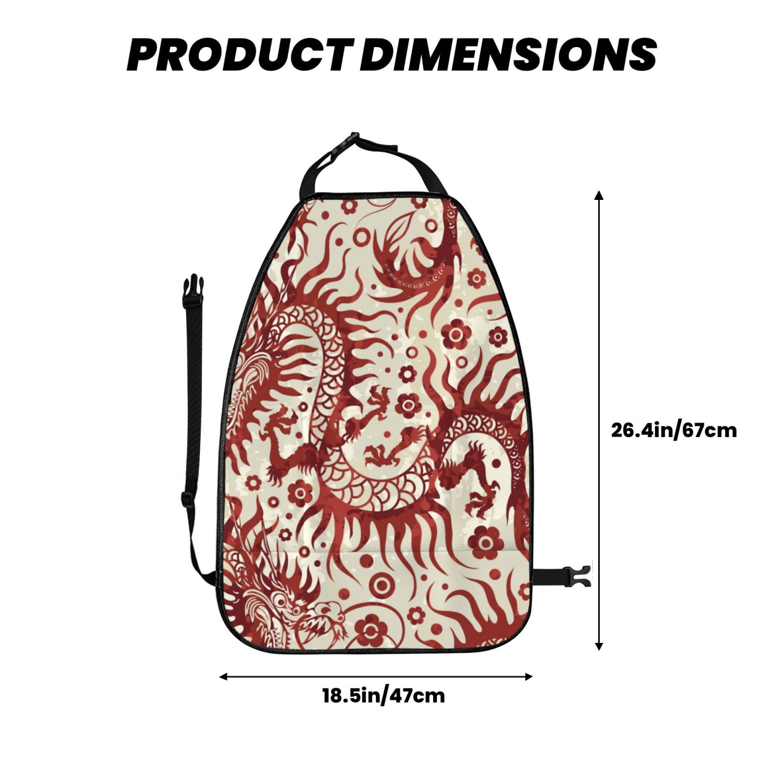 Xecao Dragons1 Pattern Car Seat Back Protector 2 Pack Large Capacity Pocket, Kick Mats Back Seat Protector