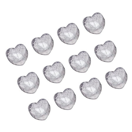 

12pcs LED Colorful Ice Cubes Light-up Heart Shape Decorations Party Supplies for KTV Club Bar (Blue Light)