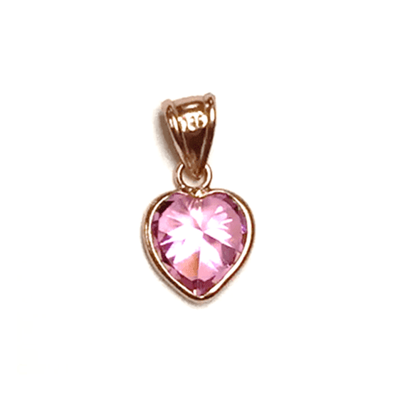 Modlines Rose Gold over .925 Sterling Silver Pink Heart Pendant (Pendant only)