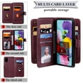 thumbnail image 2 of Dteck Folio Wallet Case For Samsung Galaxy A51Model SM-A515 (not Fit A51 5G), [ 9 Cedit Card Slots & Cash Pocket] Soft PU Leather Magnetic Case with Stand, Multi-function Purse Phone Case, Winered, 2 of 9