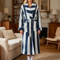 thumbnail image 6 of Fancifize Stripes Robe for Women Long Sleeve Bathrobe Casual Shower with Pockets Soft Kimono Robes Sleepwear Loungewear Pajamas, 6 of 7
