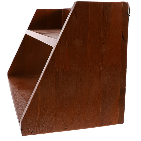 SEWCHICS 1Pcs Desktop Organizer Brown Wood Cabinet Organizer Shelf For Office 11.4X5.5X6.4in