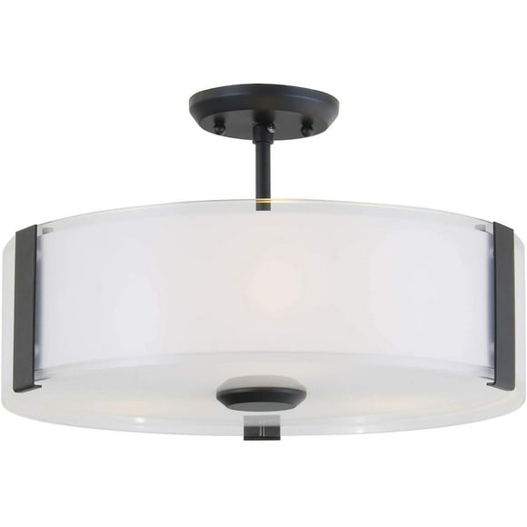 DVI Lighting DVP14511GR-SSOP Support Semi-Encastré Convertible avec Abat-Jours en Verre Opale Matelassé, Finition Graphite