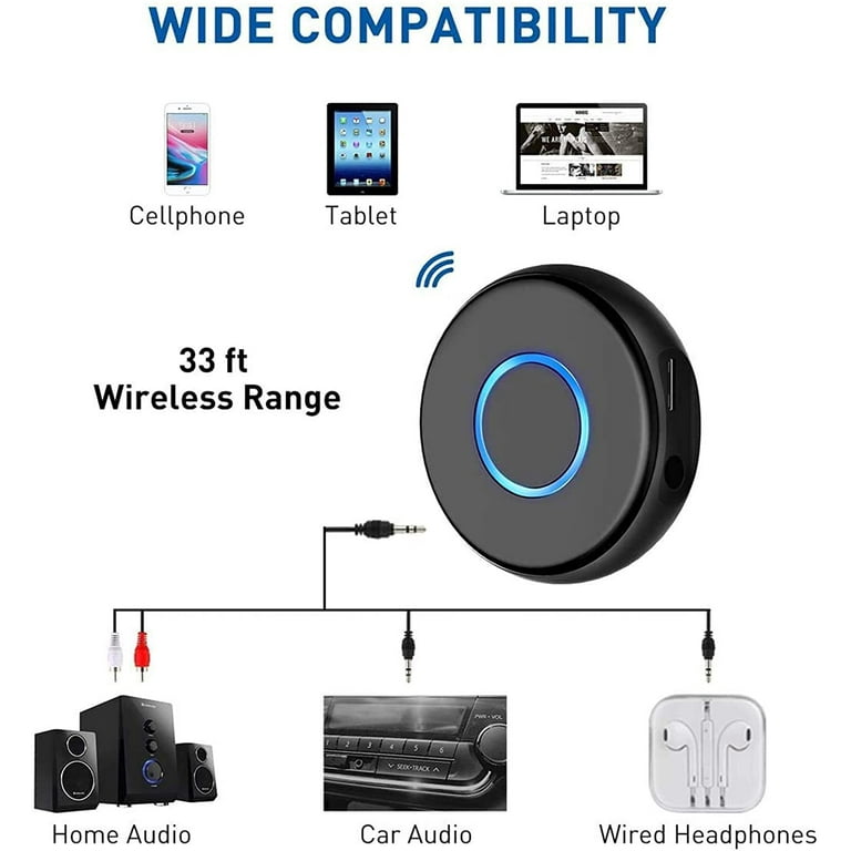 Bluetooth-Empfänger für Auto, Sonru Aux Bluetooth-Adapter für Auto,  Wireless Audio Adapter Tragbare Freisprecheinrichtungen Mit Rca Aux 3,5 mm  Für Zuhause / Auto S
