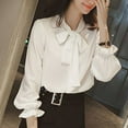 thumbnail image 3 of CENL Women Bow Long Sleeve French Style Casual Vintage Female shirt, 3 of 9