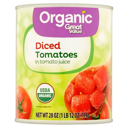 Organic Diced Tomatoes - Great Value Organic Diced Tomatoes, 28 oz