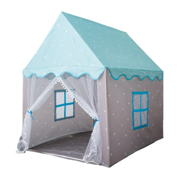 Tienda de campaña para niños, tienda de campaña de princesa, gran espacio, tienda de campaña interior y exterior, casa de juguete, tienda de juegos, Azul
