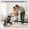 thumbnail image 6 of JoyStone 7 in 1 Foldable Tricycle Stroller for Toddler, Baby Tricycle with Adjustable Canopy, Parent Handle, Removable Pedals, Seat Belt and Storage Basket, Kids Bike for Ages 1-6 Boys & Girls, Grey, 6 of 12