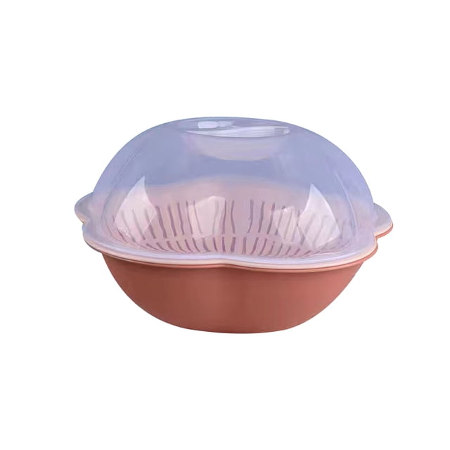 Household Double-layer Basket Fruit And Vegetable Kitchen Washbasin Fruit Storage With Cover Multi-functional Plastic Basin