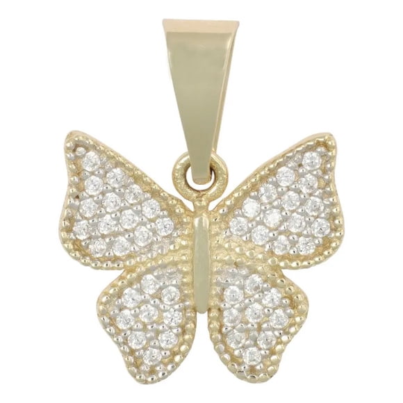 Dije De Mariposa Con Zirconia En Oro De 10k 1.7 Grm Color Dorado