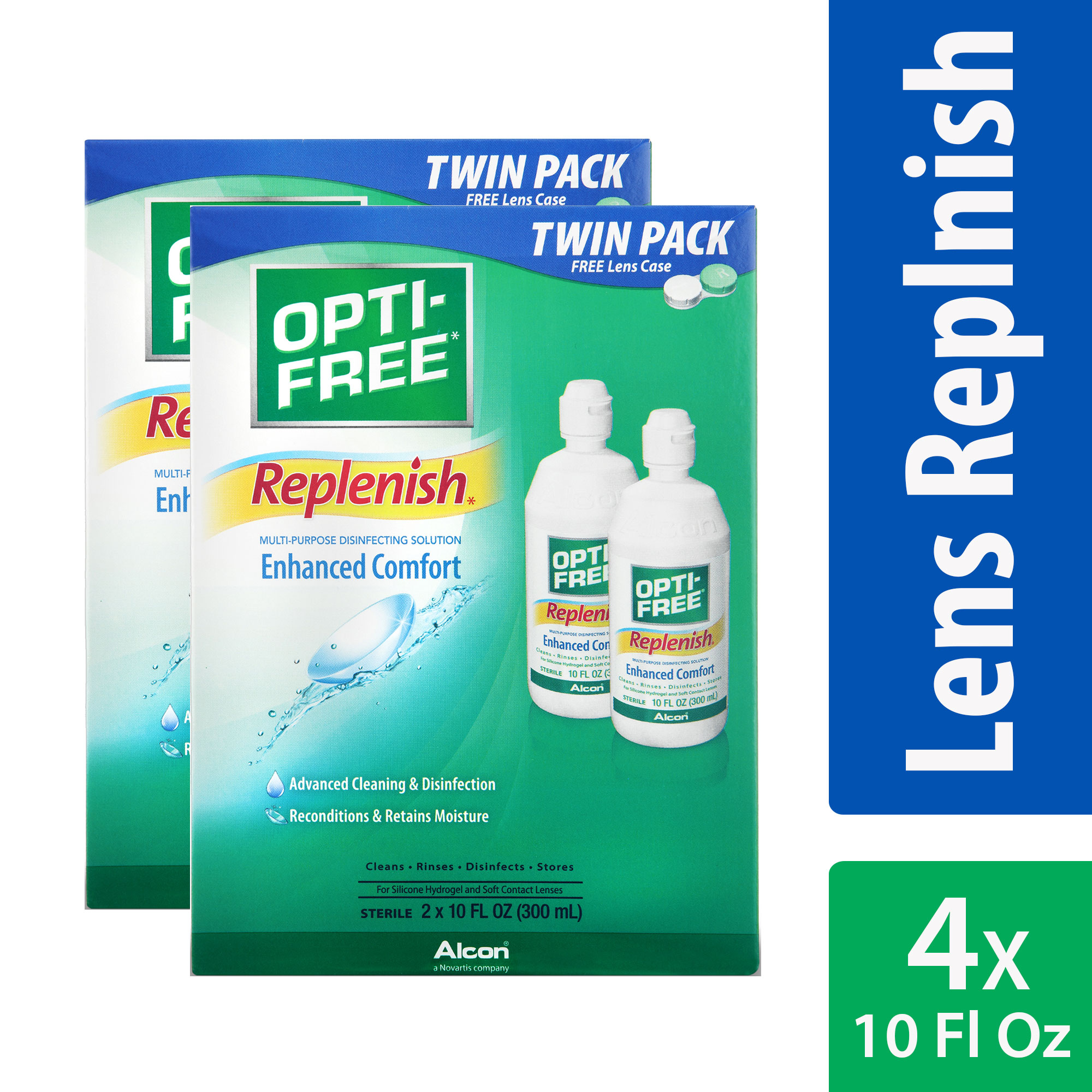 Replenish Multipurpose Contact Lens Disinfecting Solution Twin Pack, 4