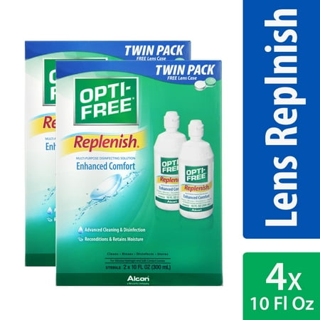 (2 Pack) Opti-Free Replenish Multipurpose Disinfecting Solution, 2 x 10 Fl Oz