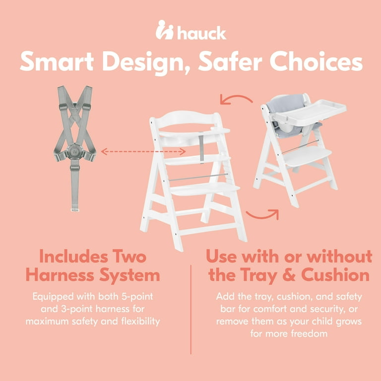 Hauck Alpha+ Infant Feeding Seat, Grow-Along Highchair for Babies and  Toddlers with Tray, White - Walmart.com