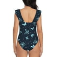 thumbnail image 6 of Yiaed Beautiful Butterflies Print Women's Ruffled One Piece Swimsuit V Neck Swimwear Slimming Monokini for Woman-Large, 6 of 8