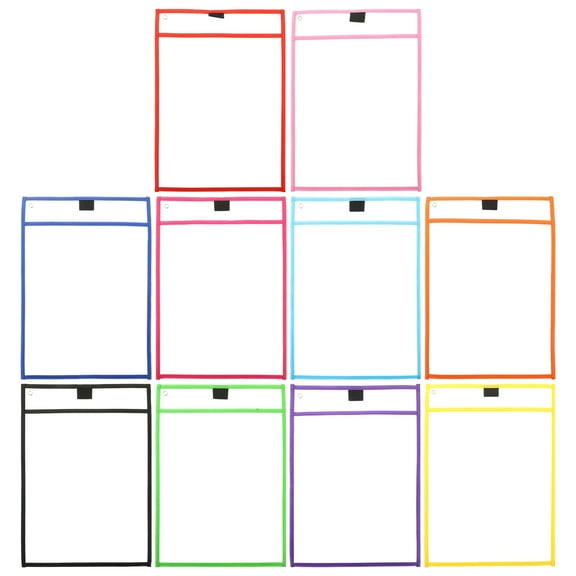 GOOHOCHY  10 Pcs Dry Erase File Bag Transparent Sleeve Erasable Student