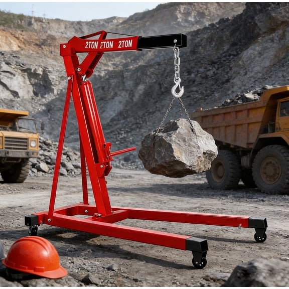 Hydraulic Engine Motor Hoist, Telescopic Boom Adjustment, 4400LBS Capacity, 4 Universal Casters, Workshop Crane, Workshops, Garages, Small Engine Repairs