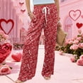 thumbnail image 4 of LWavelet Comfort Fabric Plaid Heart Wide Leg Pants Women Valentine's Day Casual Wear Red XXL, 4 of 6