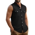 thumbnail image 6 of Guluxicc Mens Button Down Tank Tops Collared Solid Color Sleeveless Tops Summer Outdoor Casual Shirt with Pockets, 6 of 6