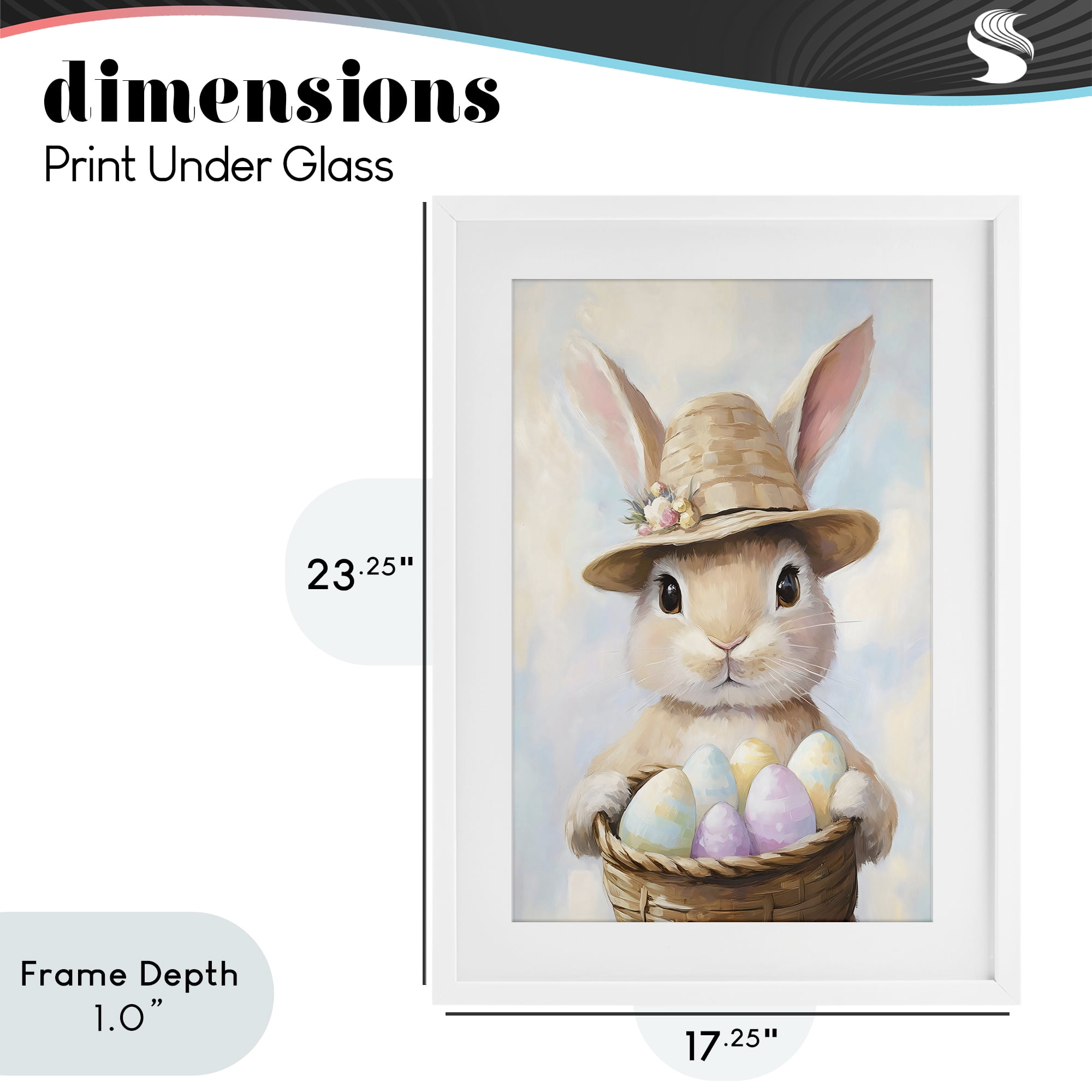 Stupell Industries Bunny with Easter Egg Basket White Framed Print Under Glass, design by The Prints Vibe