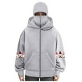 thumbnail image 4 of larppty Women's Hoodie with Mask Winter Zip up Hoodies Ugly Christmas Double Hooded Sweatshirt Streetwear (Light Gray, XXL), 4 of 4