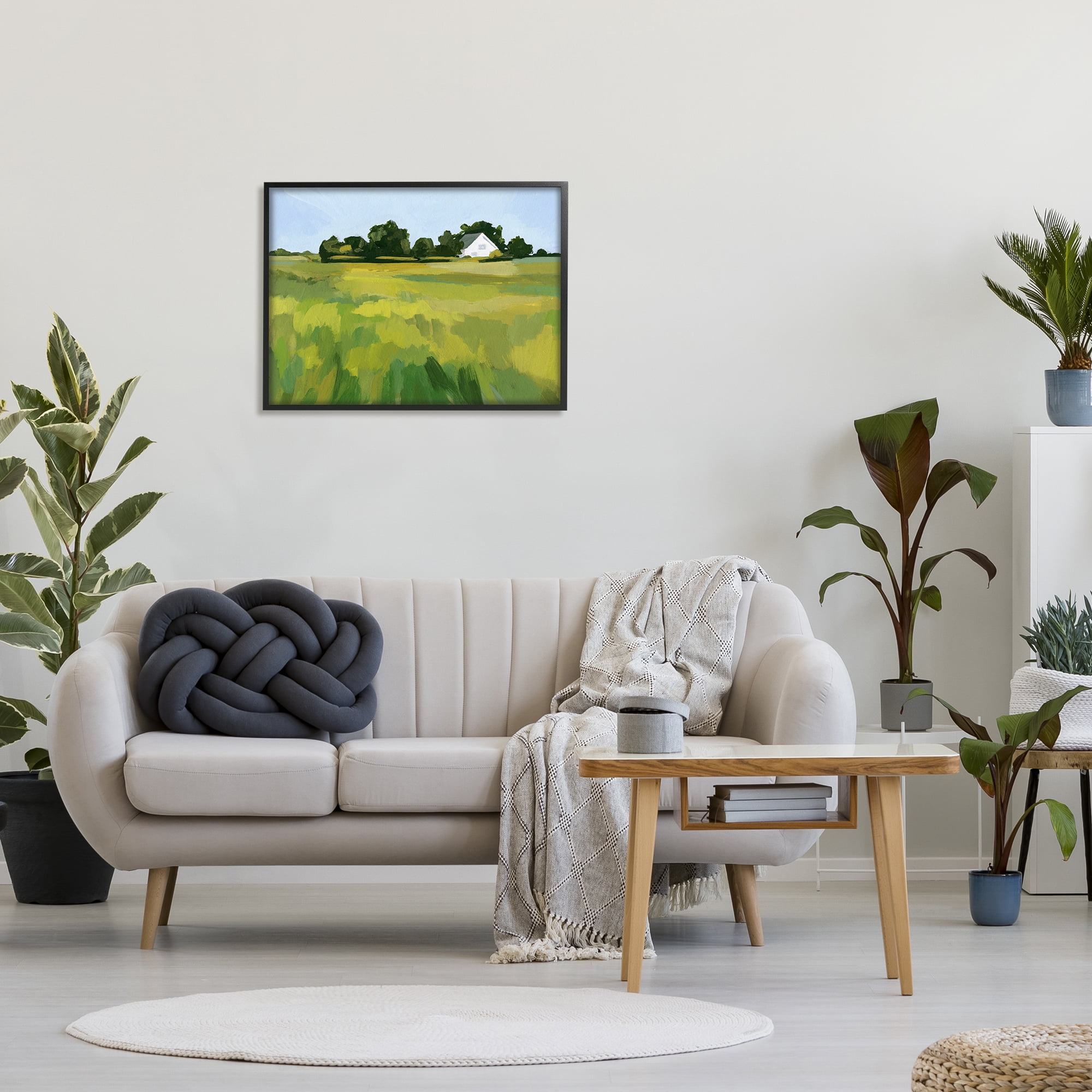 Stupell Countryside Meadow Abstract Painting Landscape Painting Black Framed Art Print Wall Art