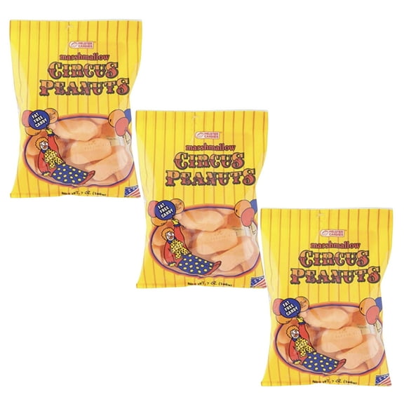 Melster Marshmallow Circus Peanut Shaped 6oz Candy Bags Home Party Favor Soft Chewy Food Snacks Treats Candies Bowl Gift Basket Goodie Bag Fillers Stocking Stuffers for Birthday Office, Pack of 3
