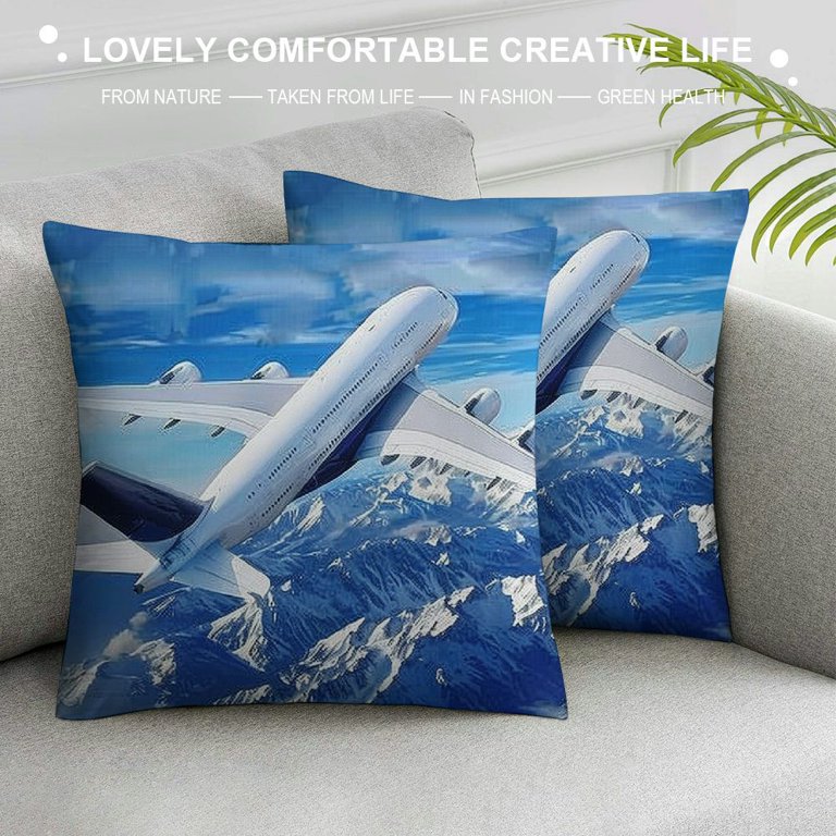 Shiartex Aircraft Throw Pillow Covers for Couch Sofa Bed,Airplane