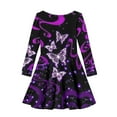thumbnail image 5 of Suhoaziia Black Midi Dresses for Tiddkers Girls with Designs Size 15-16 Purple Star Butterfly Graphic Skater Skirt Corset A-Line Jumpskirt Trendy Home Party Playwear with Sleeves, 5 of 7