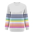 thumbnail image 4 of IUYRTFE Women's Colorful Striped Crew Neck Long Sleeve Sweatshirt – Relaxed Fit Casual Pullover for Fall, Winter, and Daily Wear, 4 of 6