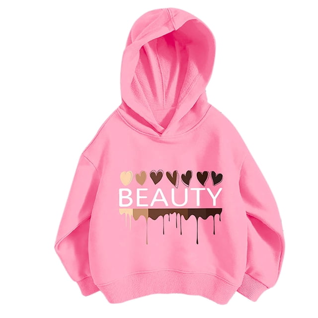 Chandail pour Tout-Petites Filles Rabais Chandail pour Enfants T-Shirt à Manches Longues à Motif T-Shirt Imprimé Col Rond Hauts Courts Convenant aux Filles Chandail à Capuchon Chandail pour Tout-Petites Filles Roses 3T