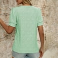 thumbnail image 4 of Annhoo Womens Shirts Casual Eyelet Solid Color Crewneck Crochet Embroidered Short Sleeve Tops Going Out Clothes, 4 of 4