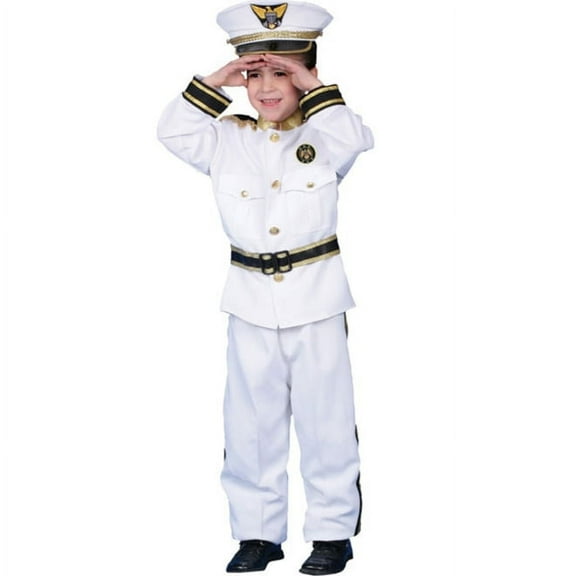Dress Up America Navy Admiral Costume - White Ship Captain Uniform for kids - Boat Captain Costume Set for Boys and Girls