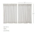 thumbnail image 4 of VHC Brands Farmhouse Kitchen Window Curtains-Annie Buffalo Check White Lined Tier Pair, 36x36, Grey, 4 of 8