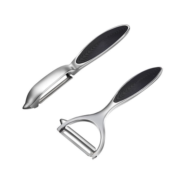Juego de 2 peladores de acero inoxidable de primera calidad, cuchillo de pelar giratorio en forma de Y e I con hoja afilada y mango antideslizante, pelador de verduras y patatas para tomates, zanahorias y frutas brillar Electrónica