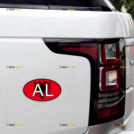 Albania Albanian AL Oval Country Code Eagle Flag Car Magnet Magnetic Sticker Decal - 2 Pack Glossy 4" - for Truck Door Fridge Reusable Waterproof