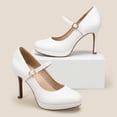 thumbnail image 4 of Pennysue Women's Pumps Closed Toe Mary Jane Pumps Round Toe Platform High Heel Dress Shoes, 4 of 11
