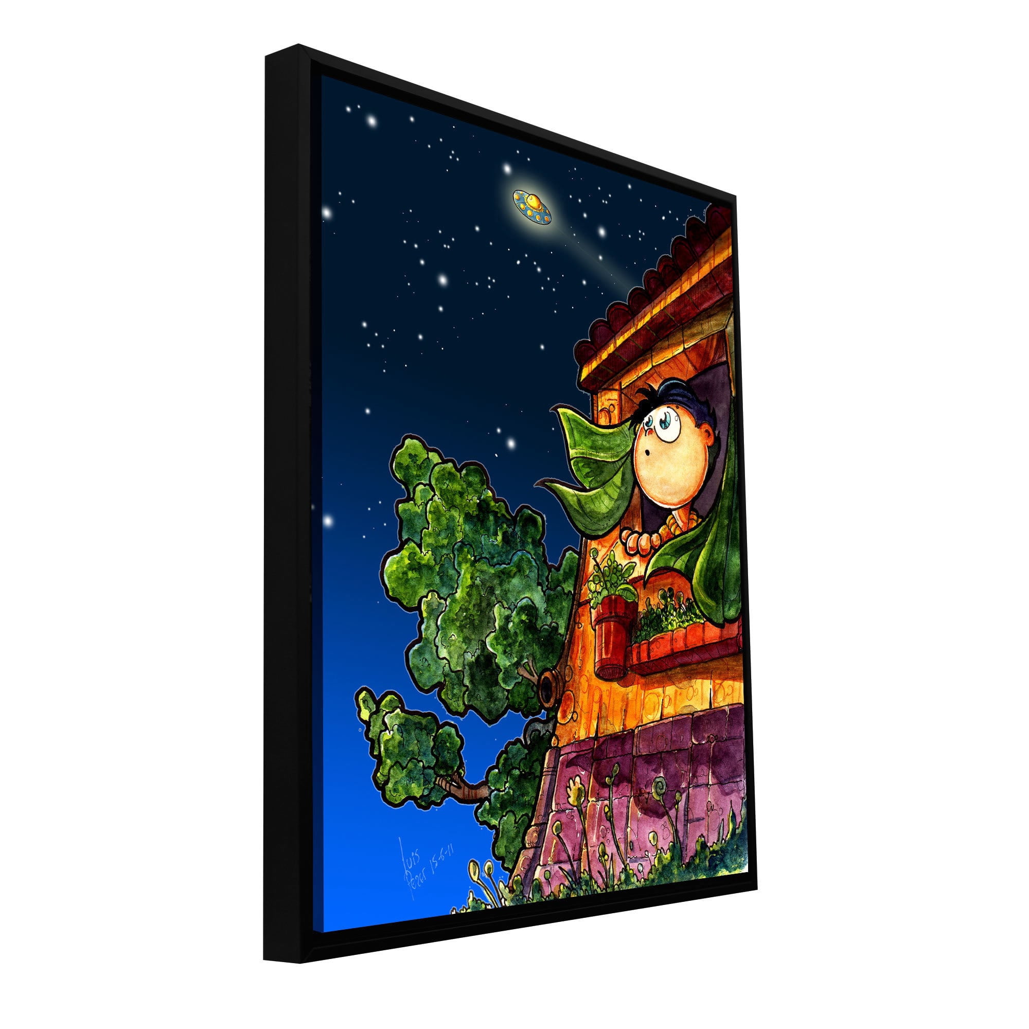 Luis Peres "Ufo Kid 1" Floater-Framed Gallery-Wrapped Canvas