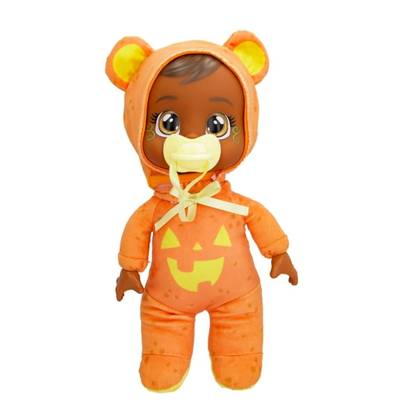 Cry Babies Tiny Cuddles Halloween Bonnie - 9 Baby Dolls, Cries Real Tears, Orange and Yellow Pumpkin Themed Pajamas