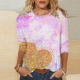 thumbnail image 2 of BLVB Valentines Day Shirts Women Heart Graphic Valentines Day T Shirts 3/4 Sleeve Casual Crewneck Tops Blouses, 2 of 4