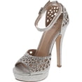 thumbnail image 2 of Delicious Womens Cadence Metallic High Heel Rhinestone Dress Party Shoes, 2 of 4