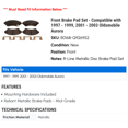 thumbnail image 2 of Front Brake Pad Set - Compatible with 1997 - 1999, 2001 - 2003 Oldsmobile Aurora 1998 2002, 2 of 2