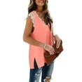 thumbnail image 2 of Womens Tank Tops V Neck Lace Side Split Summer Sleeveless Tops, 2 of 5