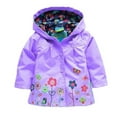 thumbnail image 3 of Imperméable Coupe-Vent à Capuche pour Enfants Filles avec Fleurs, 3 of 5