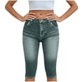thumbnail image 2 of Purcolt Faux Denim Capri Pants for Women High Waisted Stretchy Jean Capris Pull on Jeggings Casual Denim Capri Leggings, 2 of 5