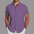 thumbnail image 3 of Male Casual Solid Top Shirt - Double Pocket Short Sleeve, Elegant Turn Down, Button Formal Shirt, Made of Polyester, Suitable for Various Occasions, 3 of 5